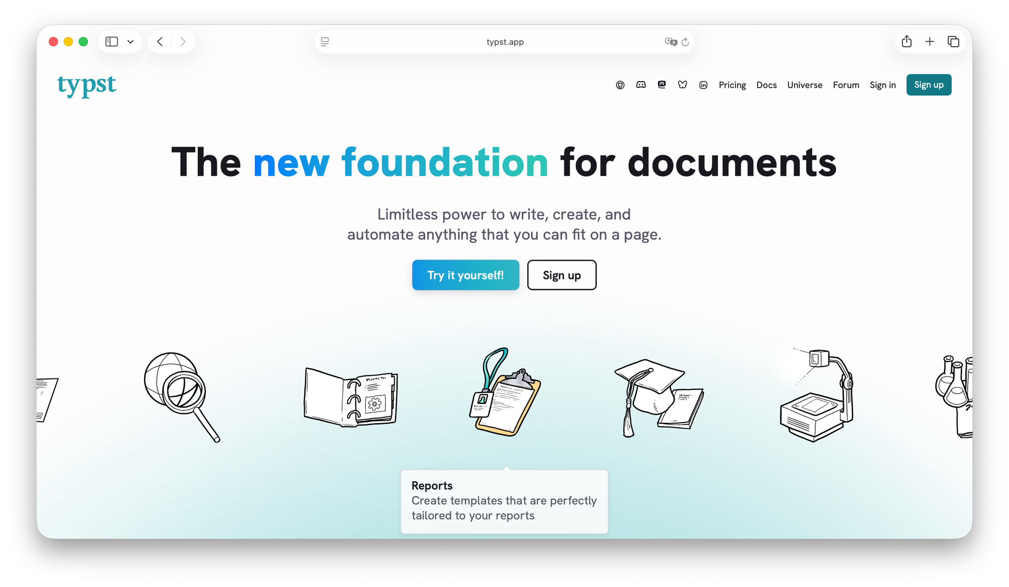 typst.app homepage