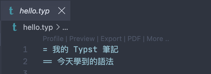 Tinymist 編輯器工具列
