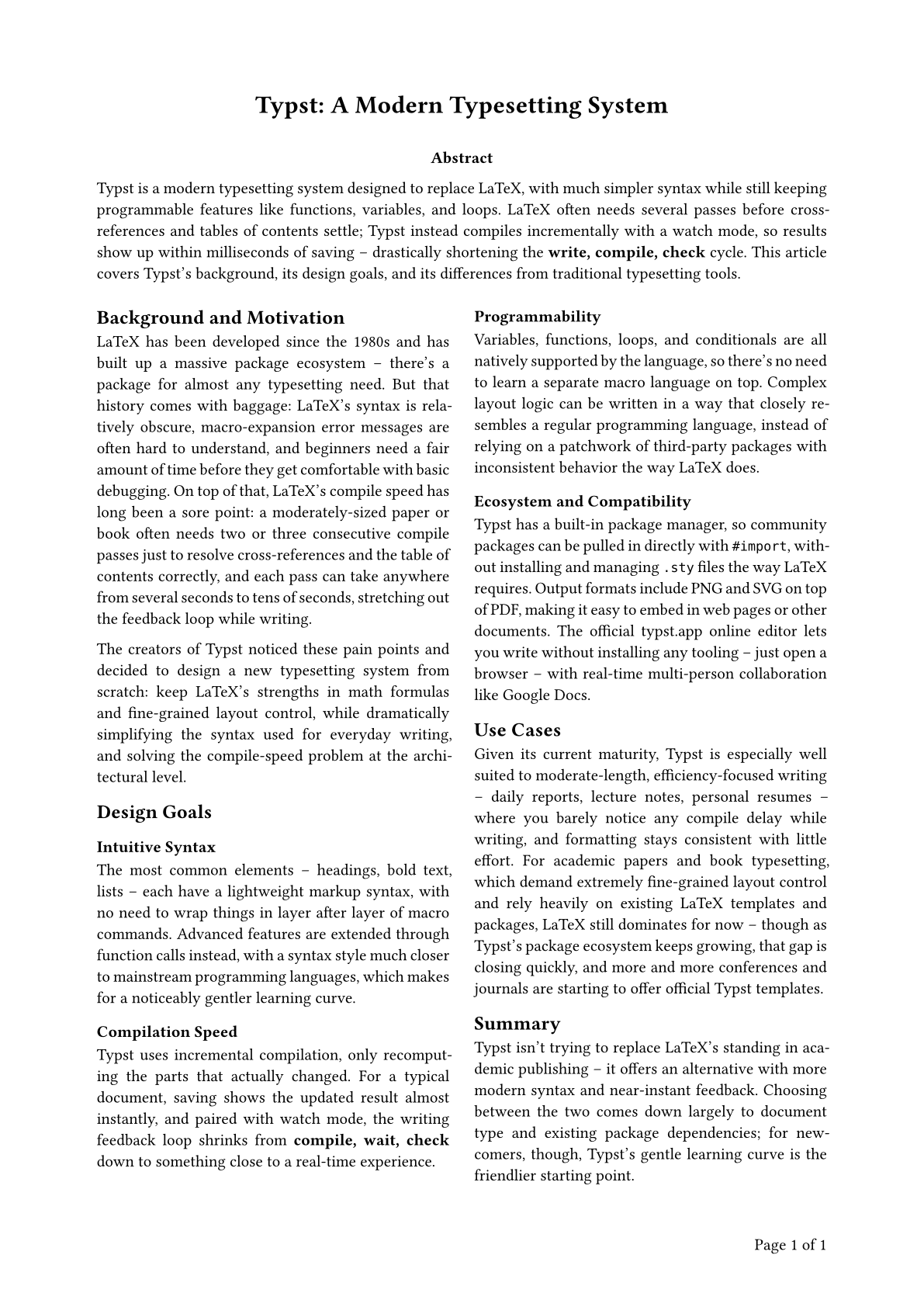 Page number example output