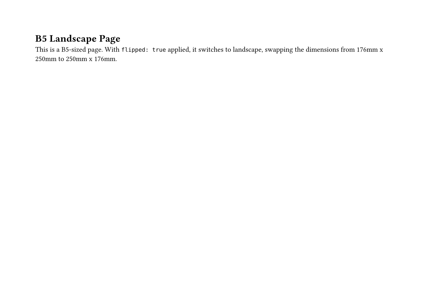 B5 landscape page output