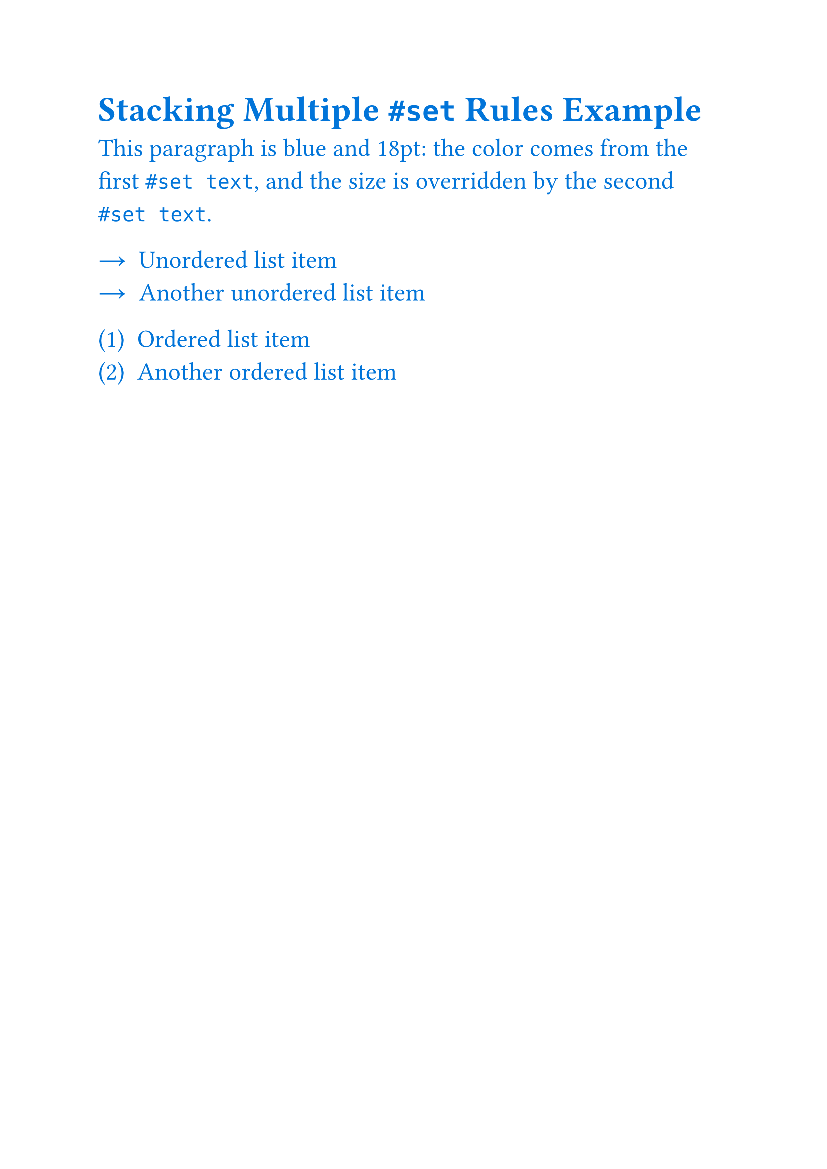 Stacking multiple #set rules example output