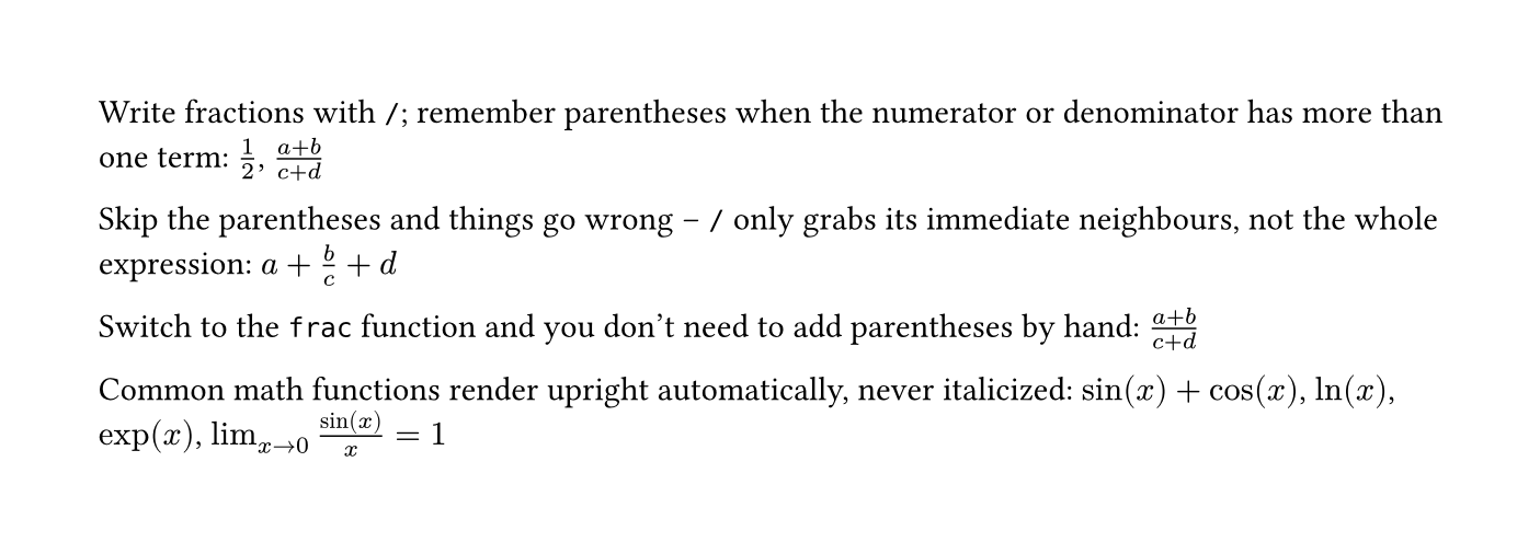 Fractions and functions example
